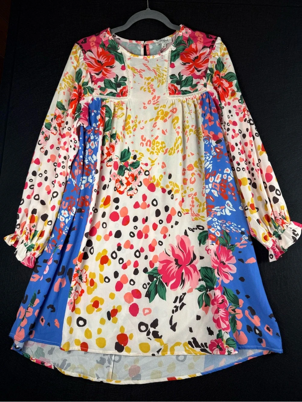 NWT Umgee C2478 Floral Patchwork Boho Babydoll Tunic Dress Medium